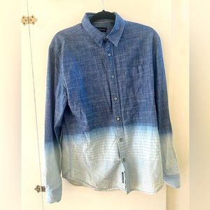 DKNY Jeans Long sleeve button up. Blue wash coloring with threads.